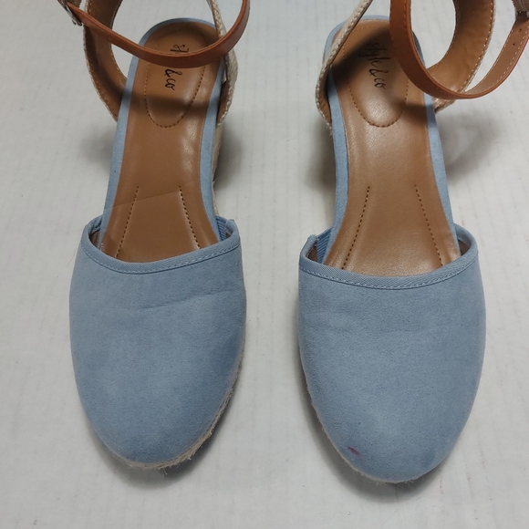 Style and Co. Mailiena Blue Ankle Straps Close Toe Wedges Sandals Size 9M - Picture 11 of 11